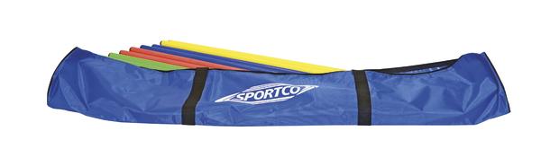 Blauer Sportco Tragetasche mit bunten Trainingshürden für Sport und Fitness.