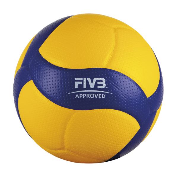 Gelb-blauer Volleyball mit FIVB-Logo, offiziell zugelassen für Wettkämpfe.