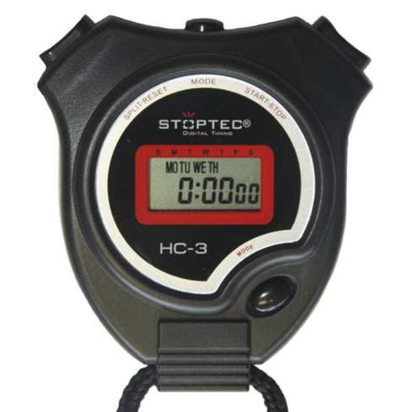 Digitaler Stoptec Sport-Stoppuhr mit LCD-Display und Multifunktionstasten.