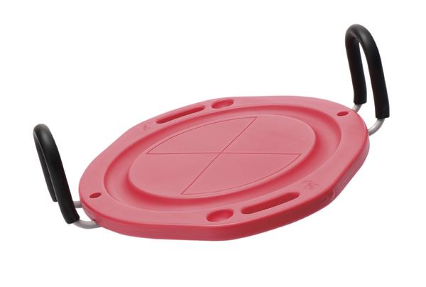 Roter Balance-Board mit Griffen für Gleichgewichtstraining und Rehabilitation.