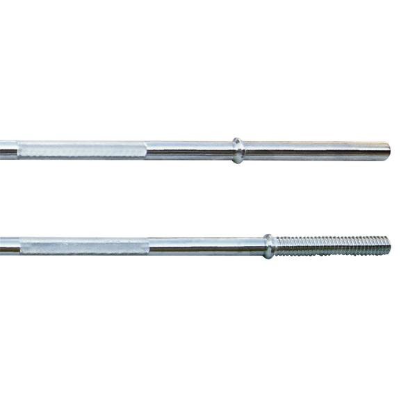 Langhantelstange aus Stahl mit glattem und gewindetem Ende für Fitness und Krafttraining.
