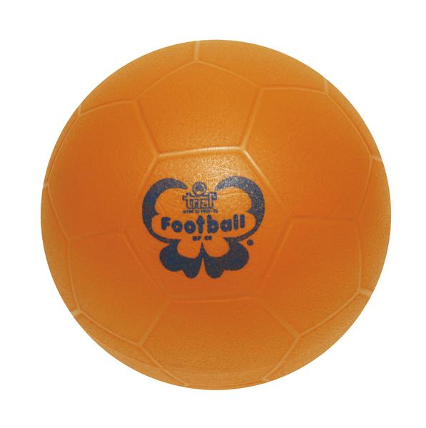 Orange Fußball mit schwarzem Logo und Muster, ideal für Freizeit- und Trainingsspiele.
