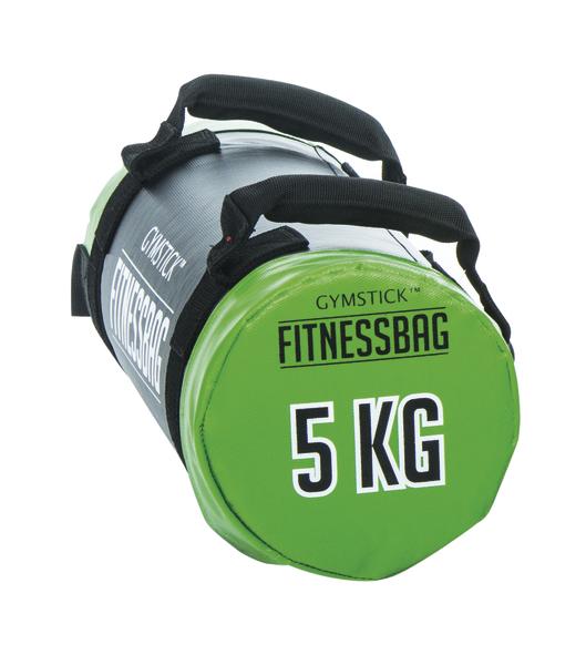 Grüner Gymstick Fitnessbag mit 5 kg Gewicht und zwei schwarzen Griffen für Krafttraining.