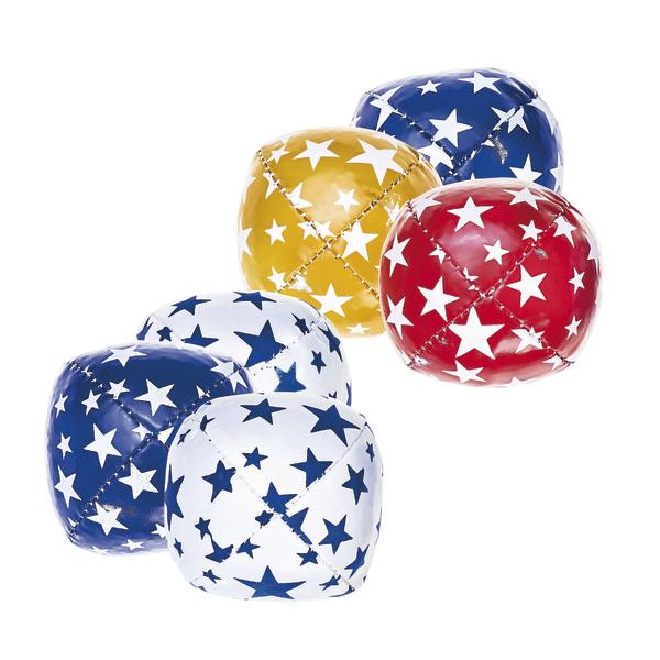 Aufblasbare Würfel in Rot, Blau, Gelb und Weiß mit Sternenmuster, Spielzeug für Kinder.