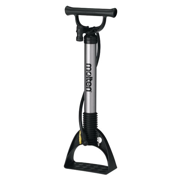 Handluftpumpe mit T-Griff und Fußstütze zum Aufpumpen von Bällen und Reifen.