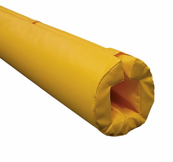 Gelbe Schutzhülle aus robustem Material für Stangen oder Rohre, gepolstert und langlebig.