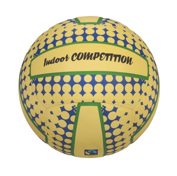 Volleyball Indoor Competition gelb-blau mit Punkten, Sportball für Hallenwettkämpfe.