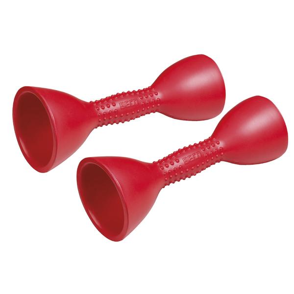 Rote Aqua-Hanteln aus robustem Gummi mit beidseitigen Bechern für Aqua Nordic Walking.